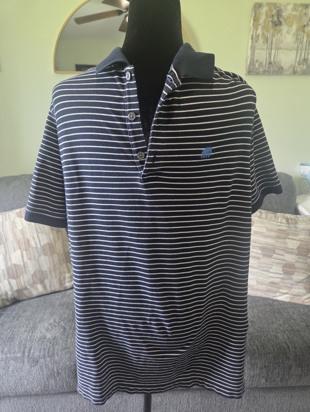 Banana Republic Navy and White Striped Polo